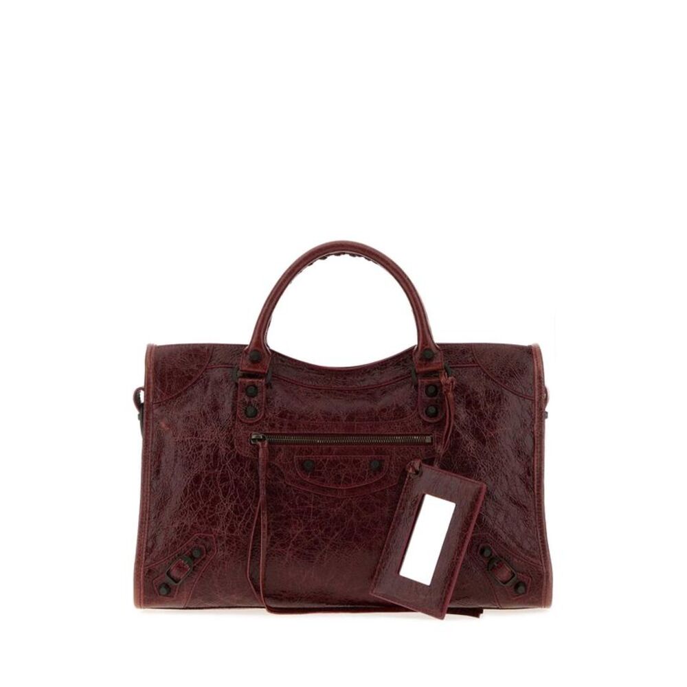 Balenciaga Women Burgundy Leather Medium Le City Handbag